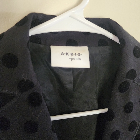Akris Punto Black Velvet Polka Dot Blazer Jacket Size 10 - Picture 14 of 16